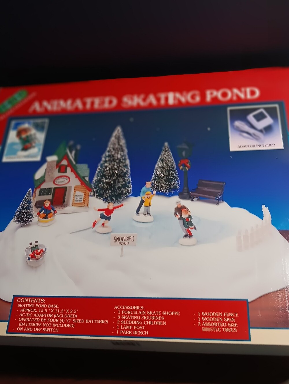 Lemax Animated Skating Pond Christmas Village Set-Snowbird Pond 1995